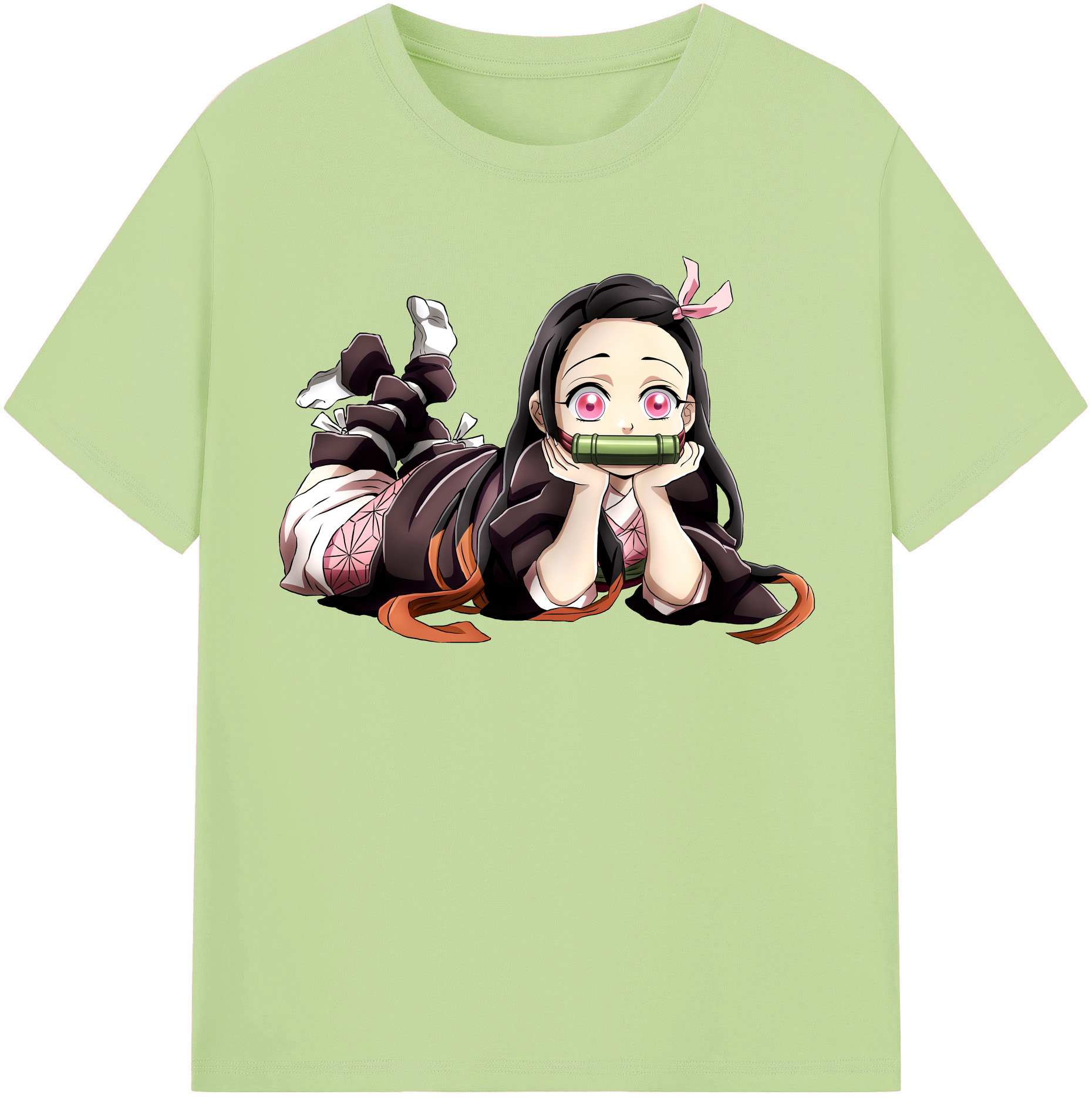 （画像用） 鬼滅の刃（きめつのやいば）竈門 禰󠄀豆子／かまど ねずこ Kamado Nezuko 綿100％半袖Tシャツ（フロントプリント）